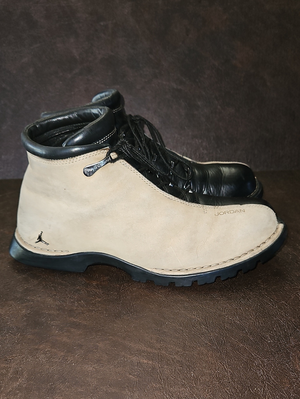 Nike Jordan Jumpman Two 3 Profiler Men’s tan Suade and black Leather Boots